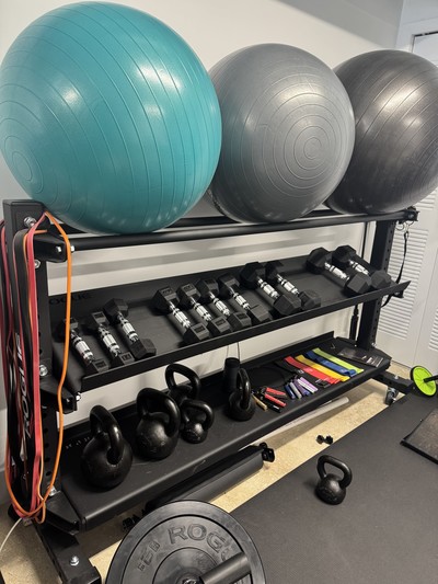 weights, stretches, exercises, resistance bands, strength, range of motion, lifting, movements, condition